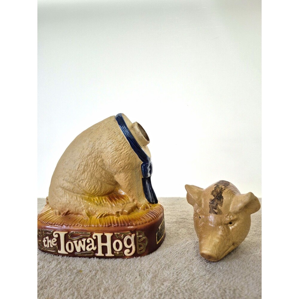 Davies County 1978 The Iowa Hog Ceramic Animal Decanter w/ Pig Head Stopper
